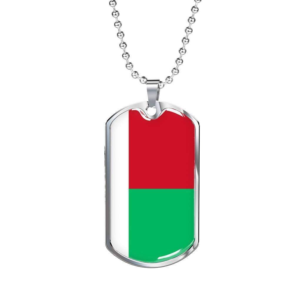 Madagascar Flag Necklace Madagascar Flag Stainless Steel or 18k Gold Dog Tag 24" - Express Your Love Gifts