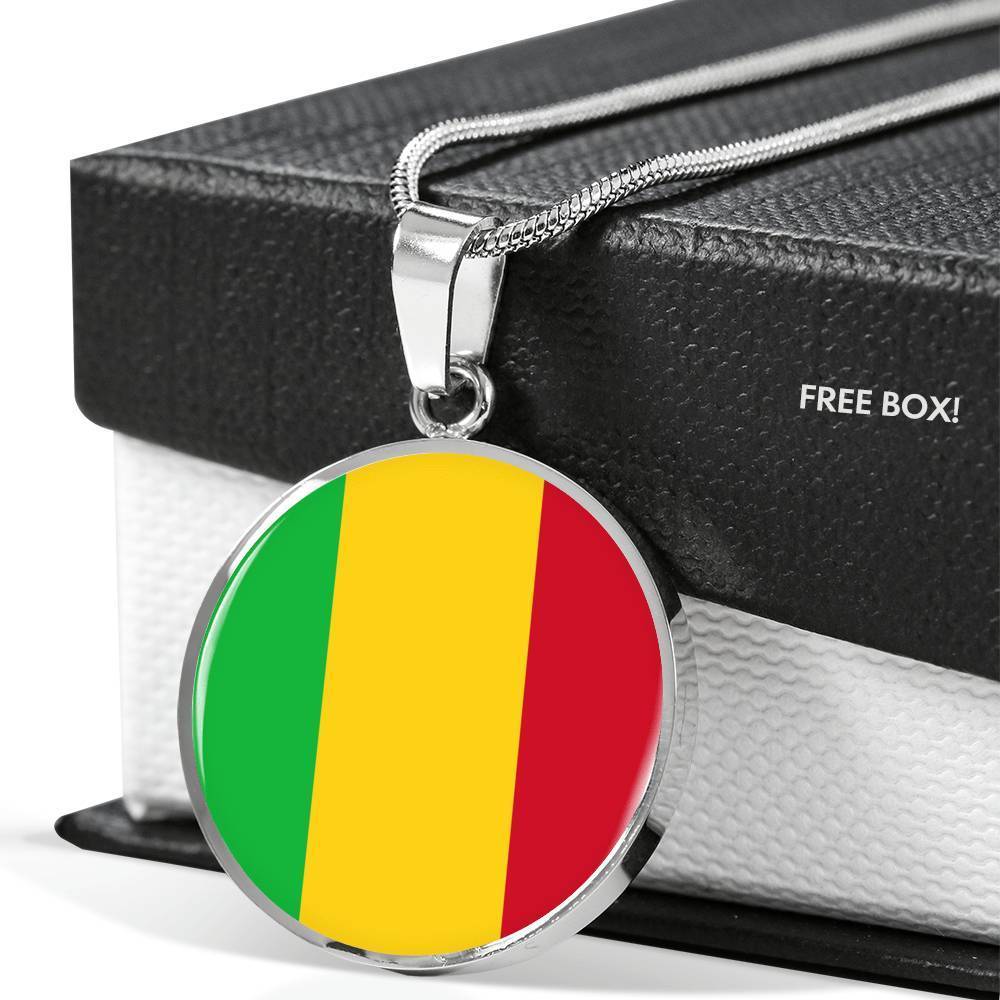 Mali Flag Necklace Mali Flag Stainless Steel or 18k Gold 18-22" - Express Your Love Gifts
