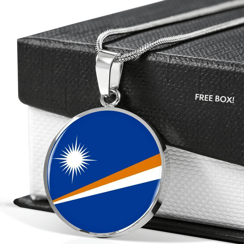 Marshall Islands Flag Necklace Marshall Islands Flag Stainless Steel or 18k Gold 18-22" - Express Your Love Gifts