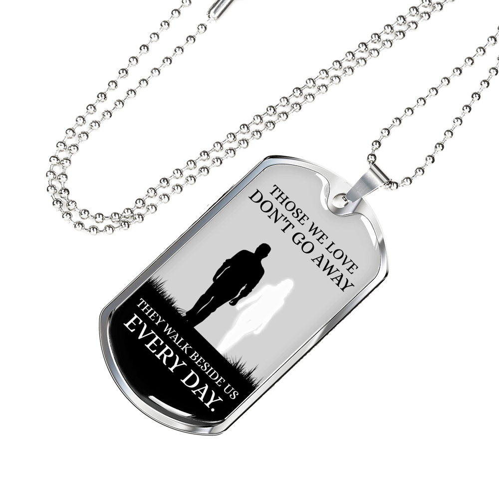 Memorial Necklace Everyday Stainless Steel or 18k Gold Dog Tag 24" Chain-Express Your Love Gifts