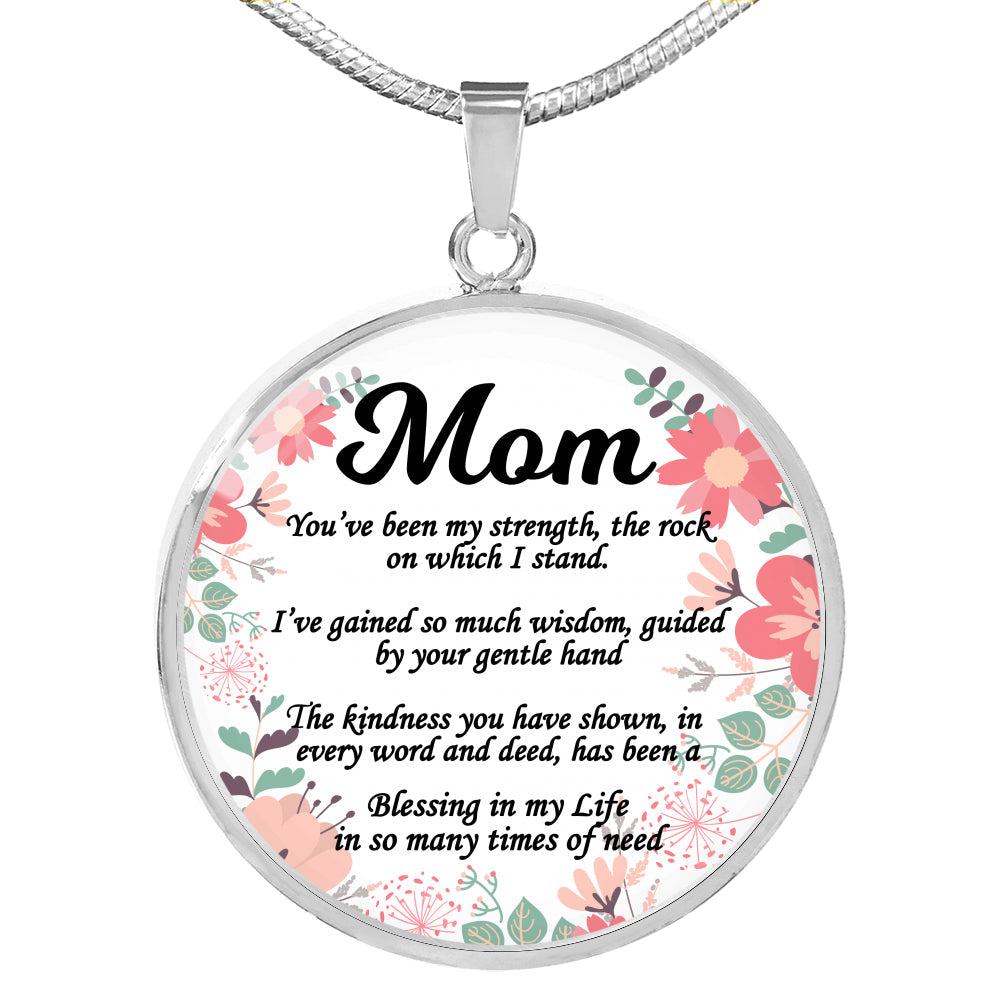 Message To Mom Circle Necklace Stainless Steel or 18k Gold 18-22" - Express Your Love Gifts