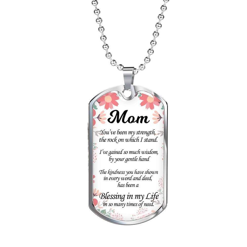 Message To My Mom Necklace Stainless Steel or 18k Gold Dog Tag 24" Chain-Express Your Love Gifts