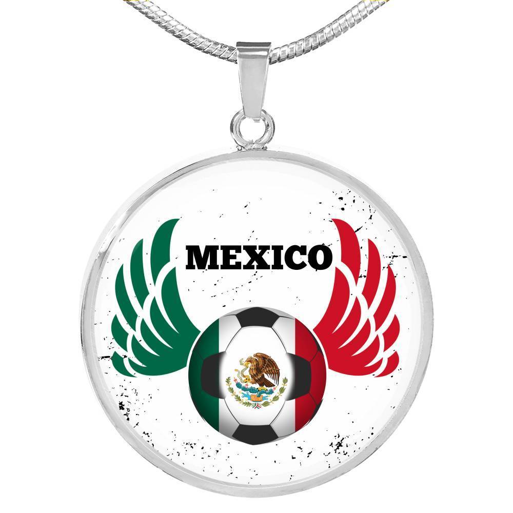 Mexico Futbol/Soccer Circle Necklace Stainless Steel or 18k Gold 18-22" - Express Your Love Gifts