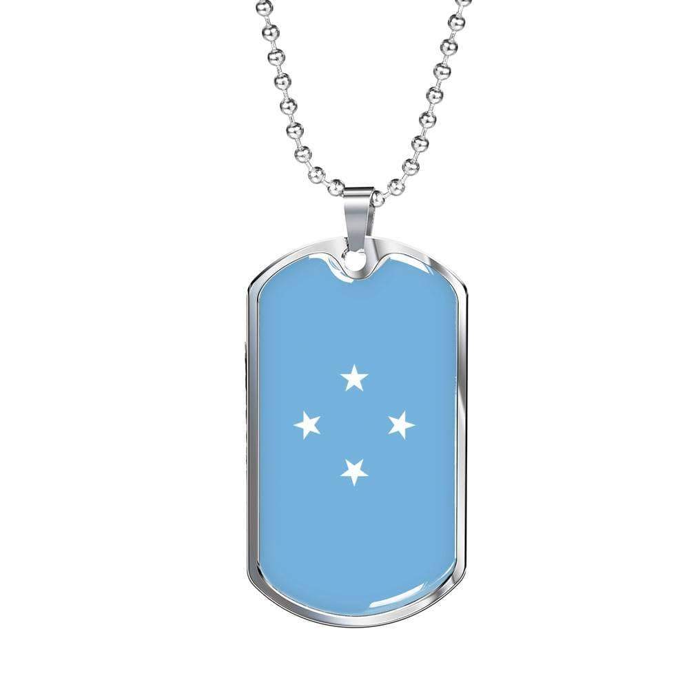 Micronesia Flag Necklace Micronesia Flag Stainless Steel or 18k Gold Dog Tag 24" - Express Your Love Gifts