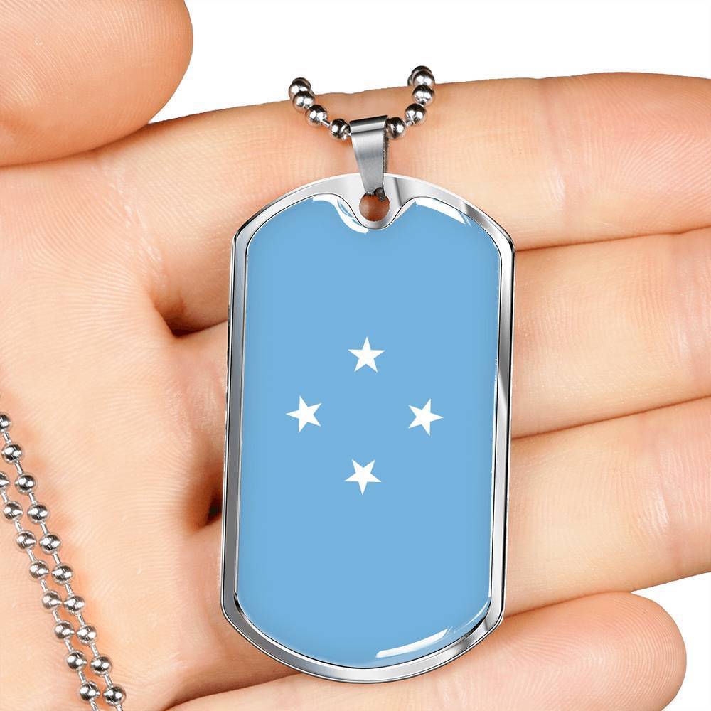 Micronesia Flag Necklace Micronesia Flag Stainless Steel or 18k Gold Dog Tag 24" - Express Your Love Gifts