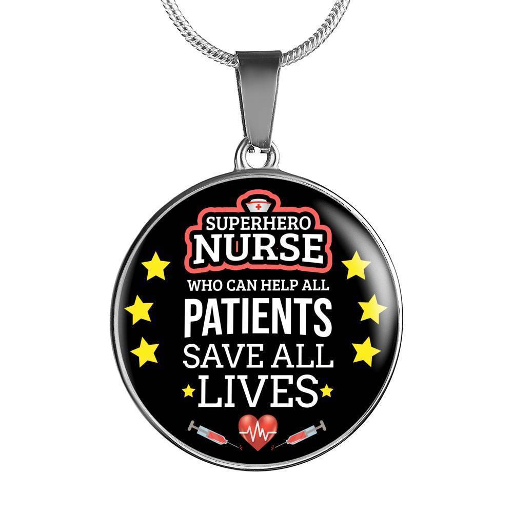 Mighty Nurse Gift Circle Necklace Stainless Steel or 18k Gold 18-22"-Express Your Love Gifts