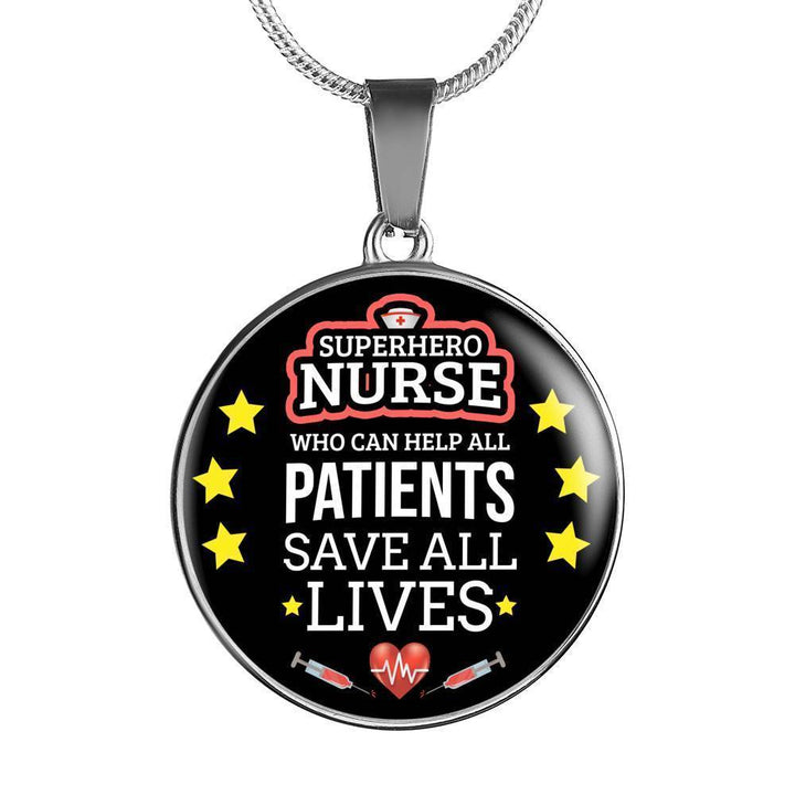 Mighty Nurse Circle Necklace Stainless Steel or 18k Gold 18-22