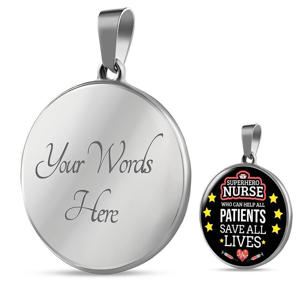 Mighty Nurse Gift Circle Necklace Stainless Steel or 18k Gold 18-22"-Express Your Love Gifts