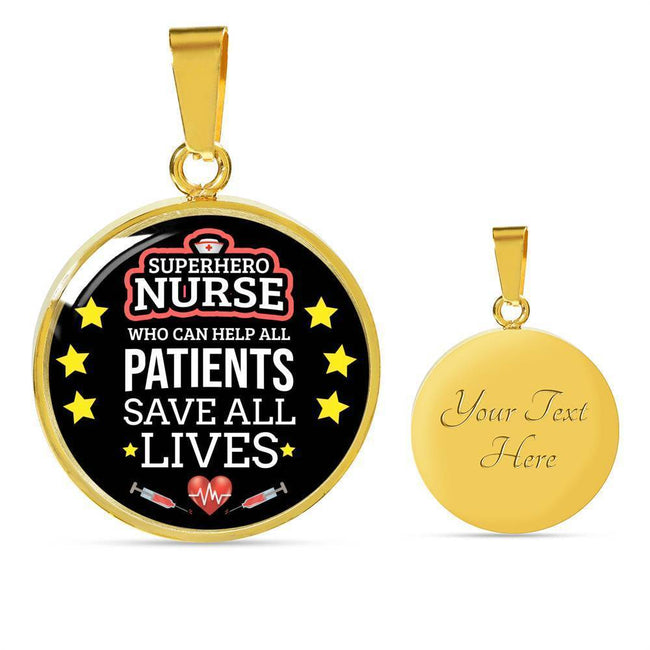 Mighty Nurse Circle Necklace Stainless Steel or 18k Gold 18-22