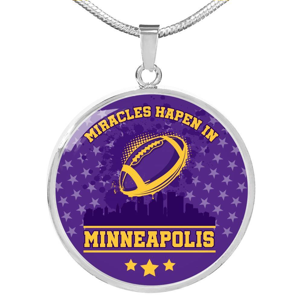 Minnesota Fan Sports Circle Necklace Stainless Steel or 18k Gold 18-22" - Express Your Love Gifts
