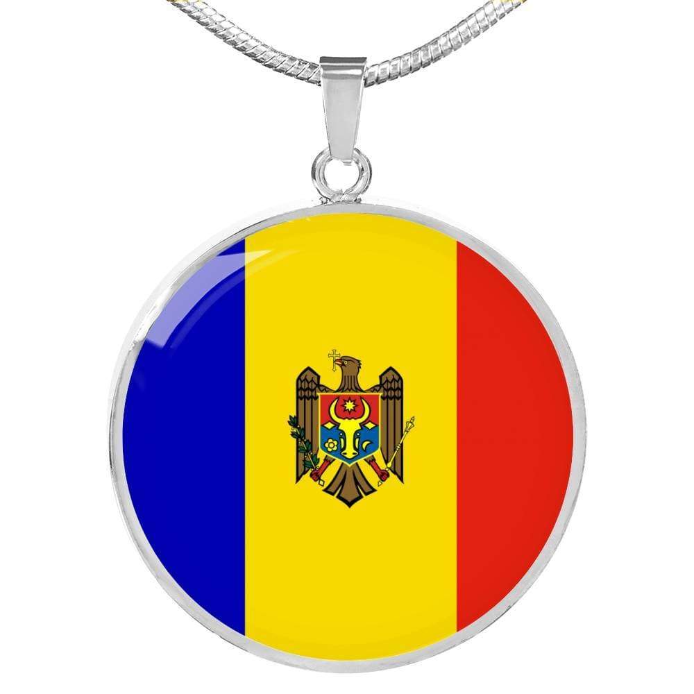 Moldova Flag Necklace Moldova Flag Stainless Steel or 18k Gold 18-22" - Express Your Love Gifts