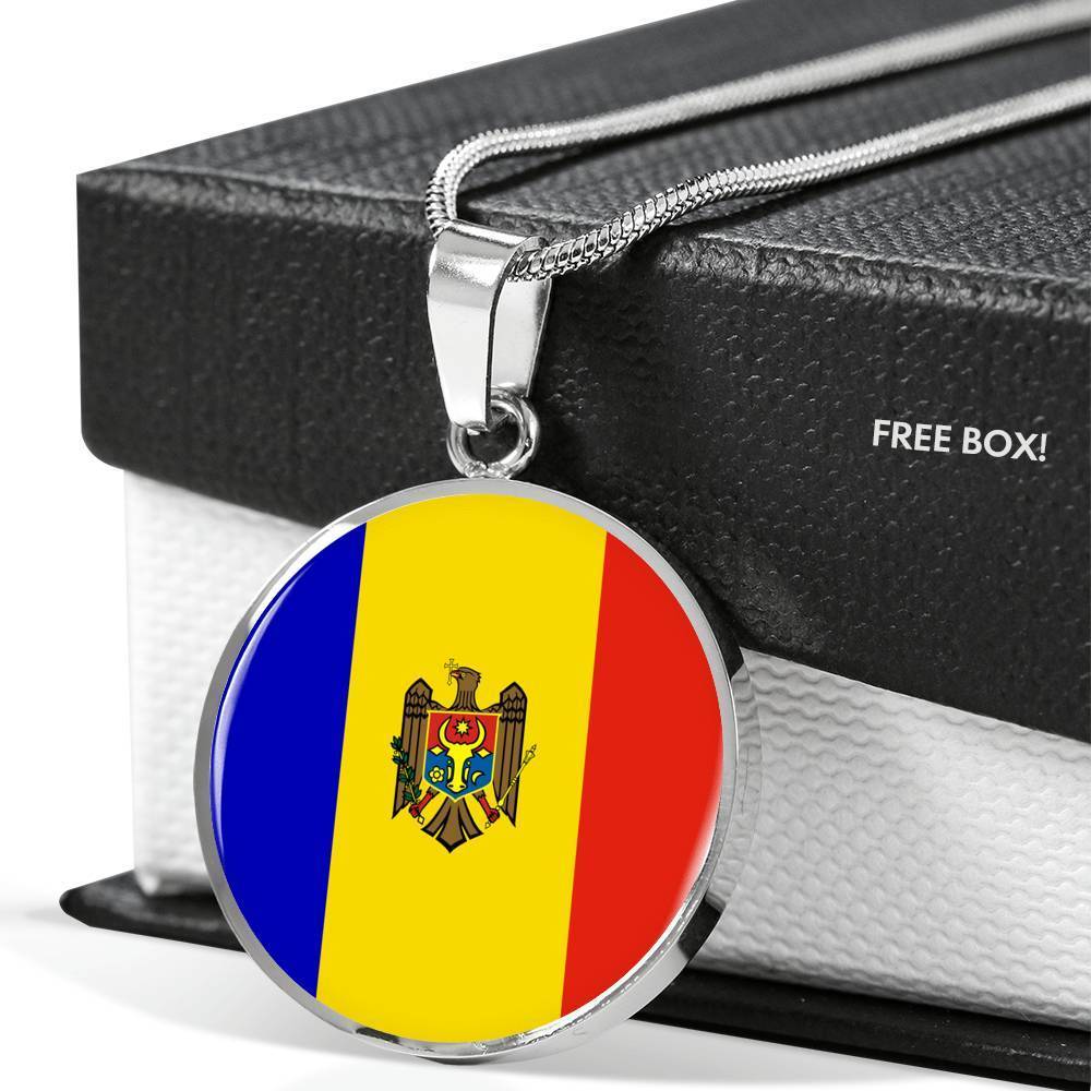 Moldova Flag Necklace Moldova Flag Stainless Steel or 18k Gold 18-22" - Express Your Love Gifts