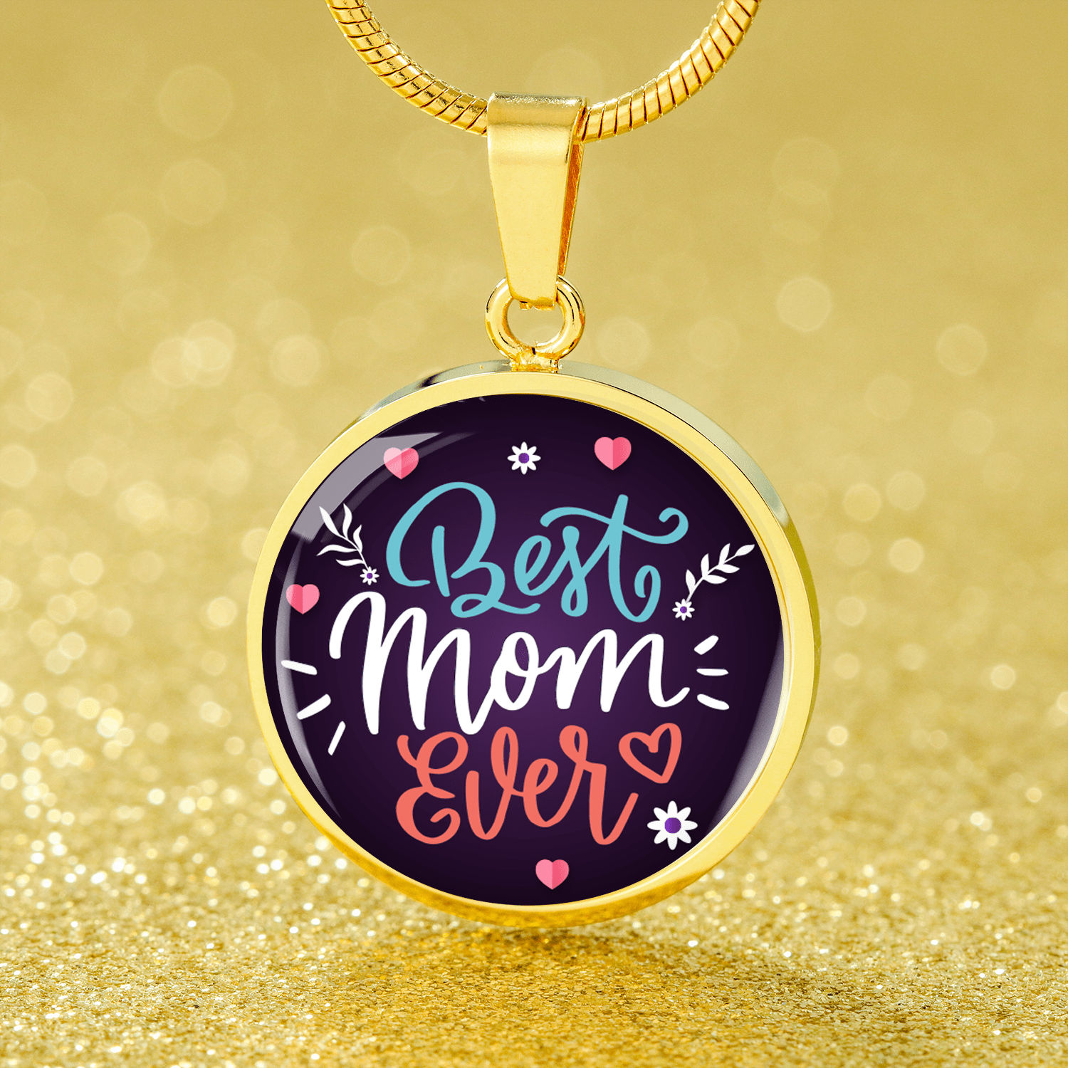 Mom Circle Necklace Stainless Steel or 18k Gold 18-22" - Express Your Love Gifts