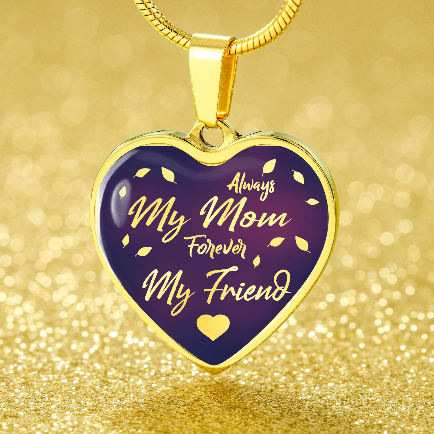 Mom Love Message Always My Mom Stainless Steel or 18k Gold Heart Pendant Necklace 18-22"-Express Your Love Gifts