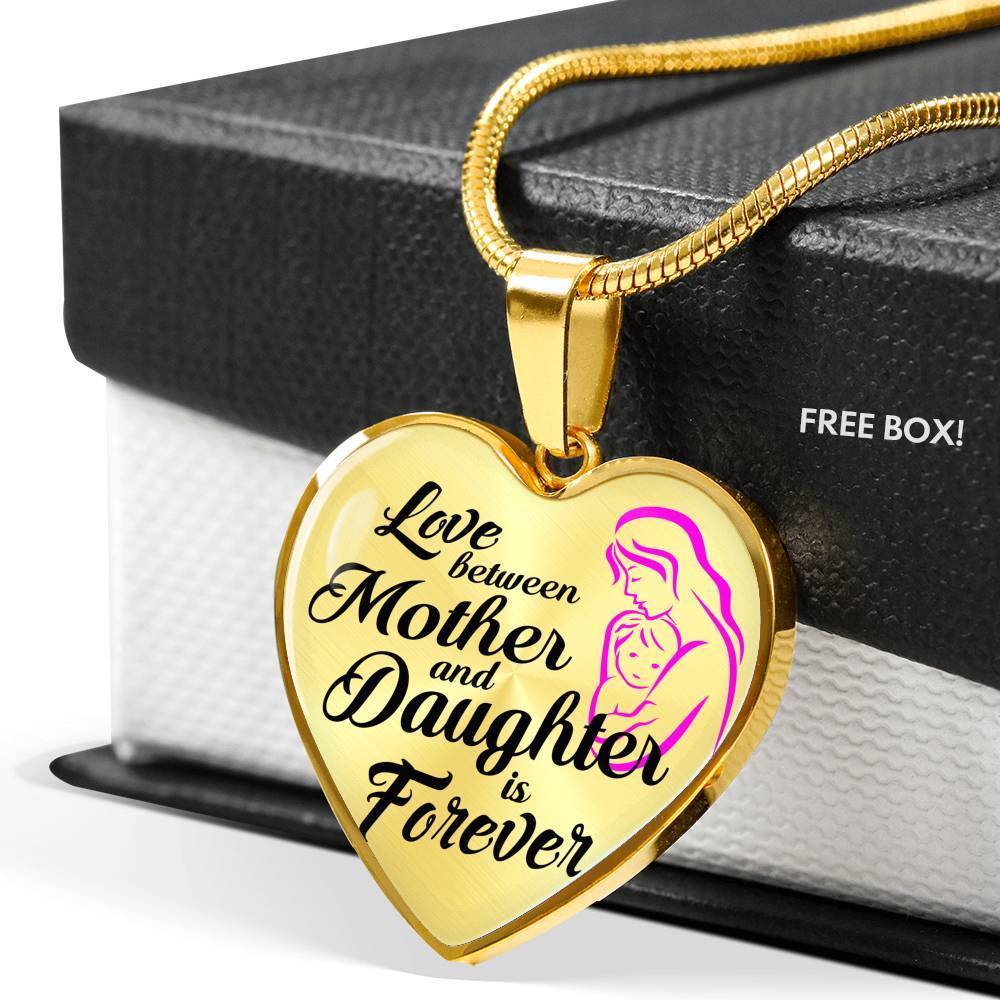 Mom Love Messagemother And Daughter Forever Necklace Stainless Steel or 18k Gold Heart Pendant 18-22"-Express Your Love Gifts