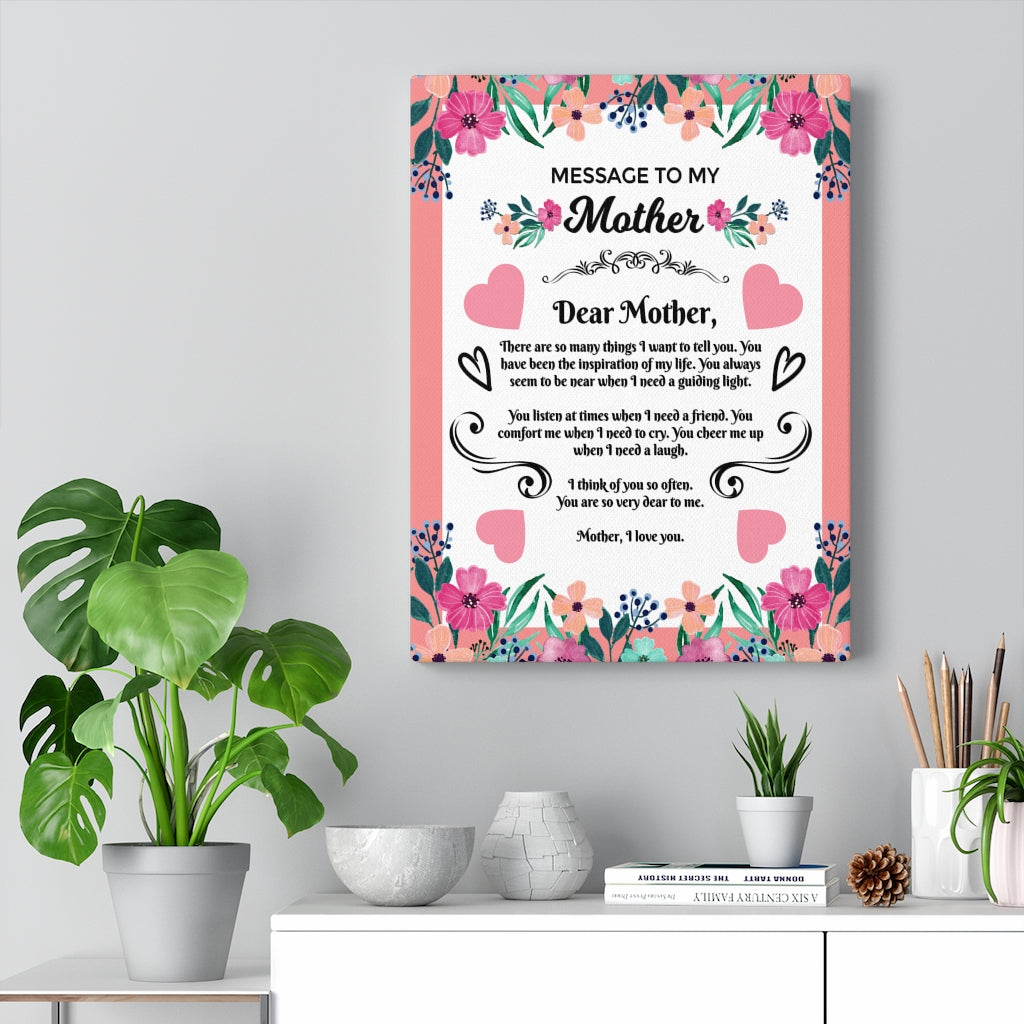 Mom Message Inspiration of my Life Mother Appreciation Wall Art Ready To Hang Stretched Canvas - Express Your Love Gifts