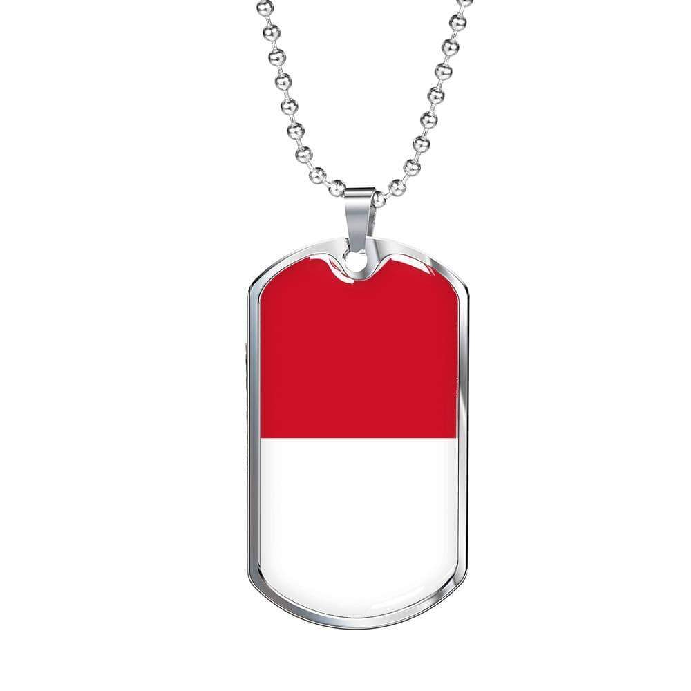 Monaco Flag Necklace Monaco Flag Stainless Steel or 18k Gold Dog Tag 24" - Express Your Love Gifts