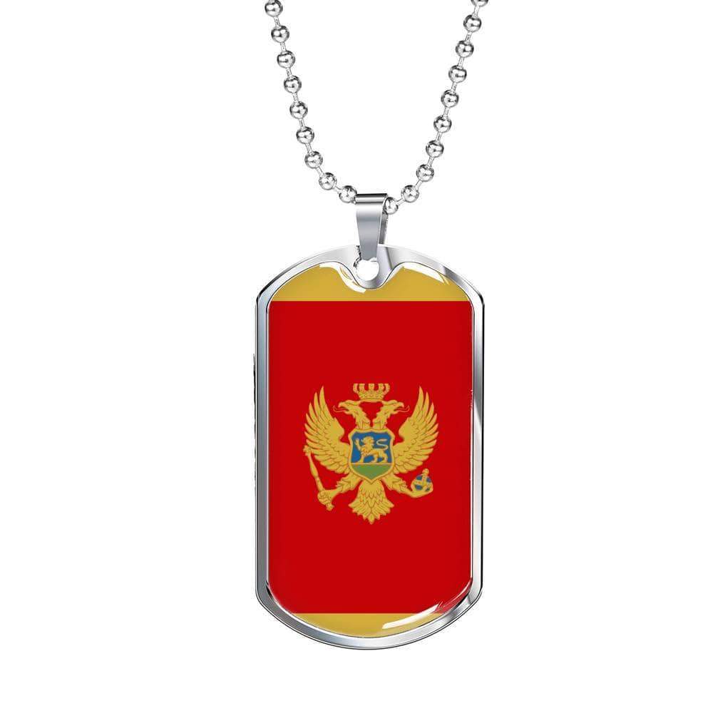 Montenegro Flag Necklace Montenegro Flag Stainless Steel or 18k Gold Dog Tag 24" - Express Your Love Gifts