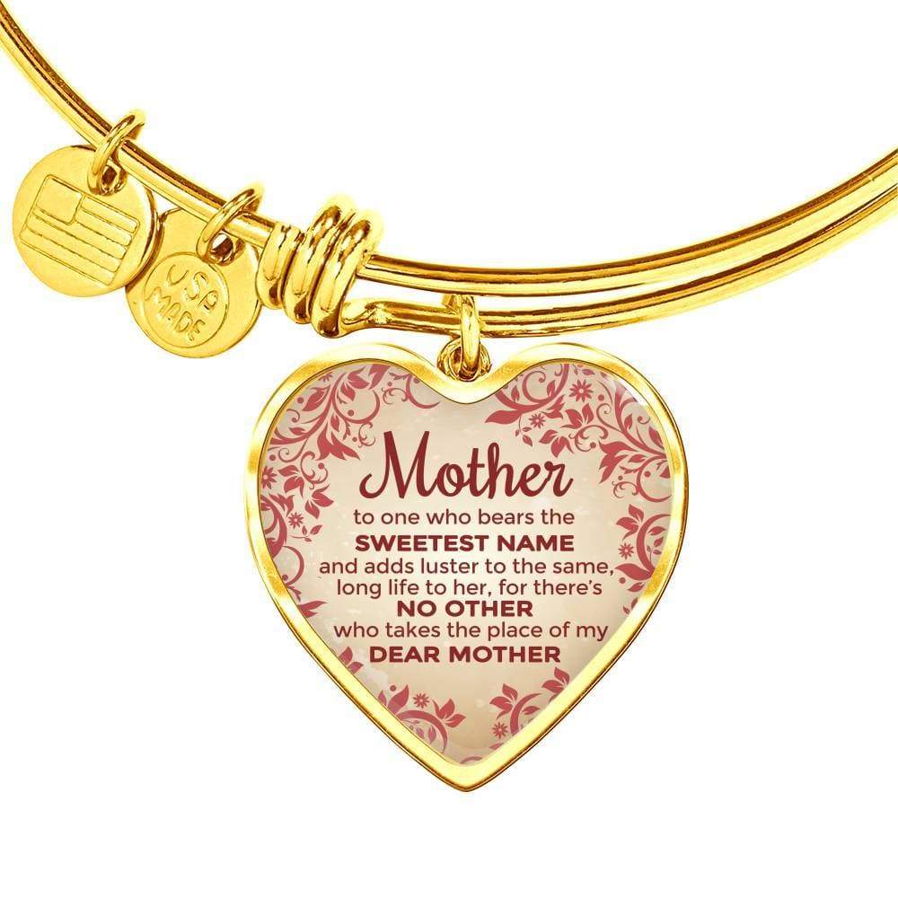 Mother Love Message Stainless Steel or 18k Gold Heart Bangle Bracelet - Express Your Love Gifts