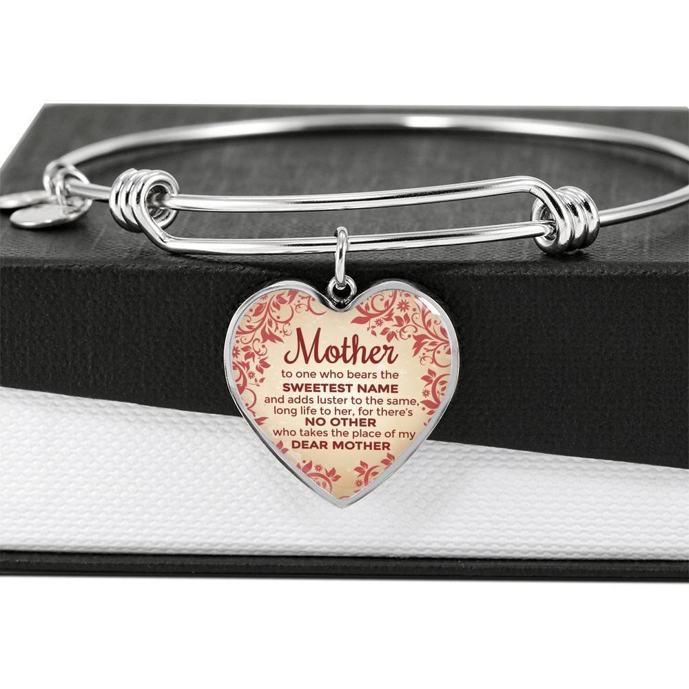 Mother Love Message Stainless Steel or 18k Gold Heart Bangle Bracelet - Express Your Love Gifts