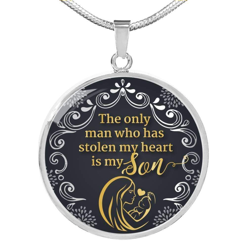 Mother Son Circle Necklace Stainless Steel or 18k Gold 18-22" - Express Your Love Gifts