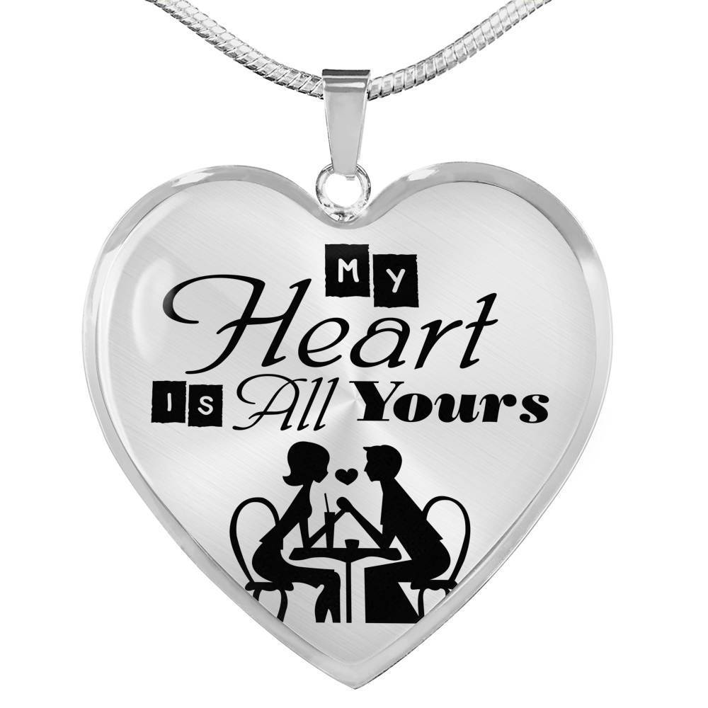 My Heart Is All Yours Couples Necklace Stainless Steel or 18k Gold Heart Pendant 18-22"''-Express Your Love Gifts