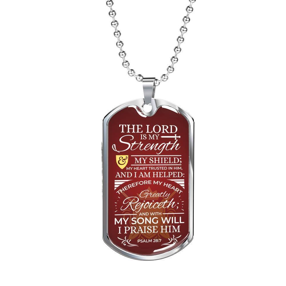 My Song Will Praise Psalm Necklace Stainless Steel or 18k Gold Dog Tag 24" Chain-Express Your Love Gifts