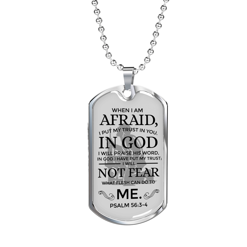 My Trust Is In God Psalm Necklace Stainless Steel or 18k Gold Dog Tag W 24"-Express Your Love Gifts