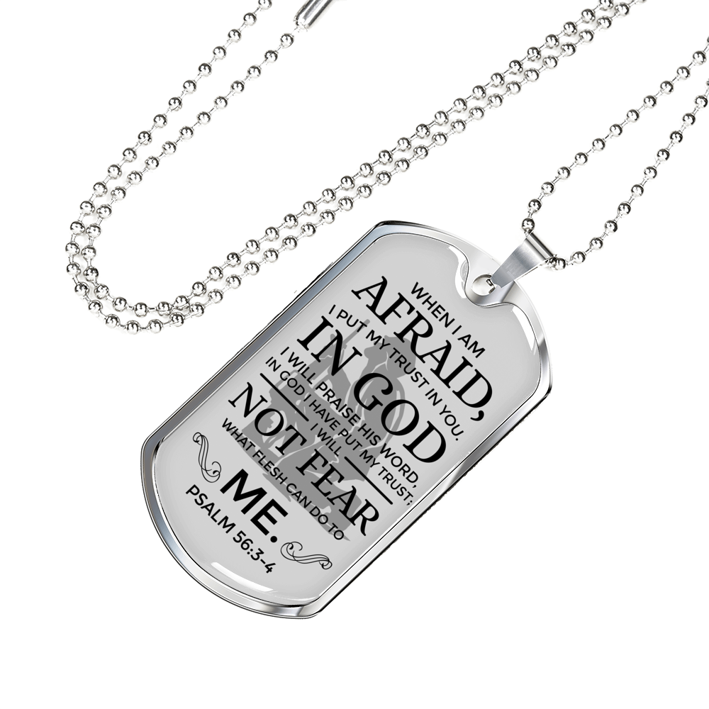 My Trust Is In God Psalm Necklace Stainless Steel or 18k Gold Dog Tag W 24"-Express Your Love Gifts