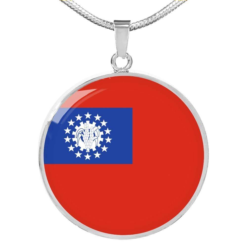 Myanmar Flag Necklace Myanmar Flag Stainless Steel or 18k Gold 18-22" - Express Your Love Gifts