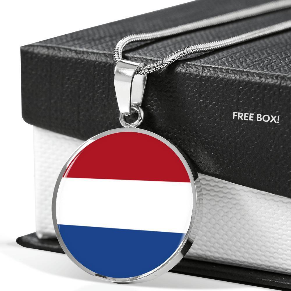 Netherlands Flag Necklace Netherlands Flag Stainless Steel or 18k Gold 18-22" - Express Your Love Gifts
