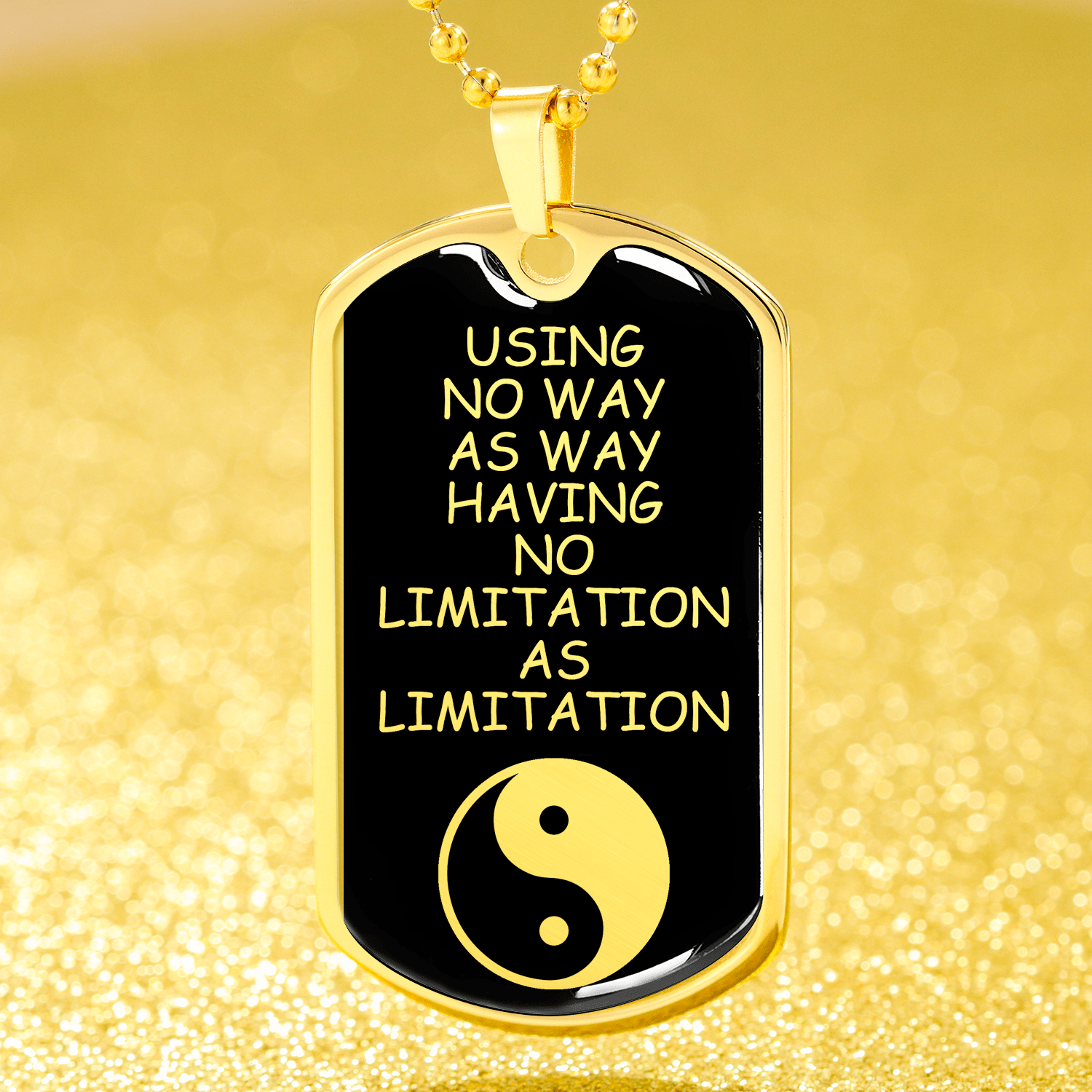No Limitation Martial Arts Necklace Dog Tag Stainless Steel or 18k Gold 24" Chain - Express Your Love Gifts