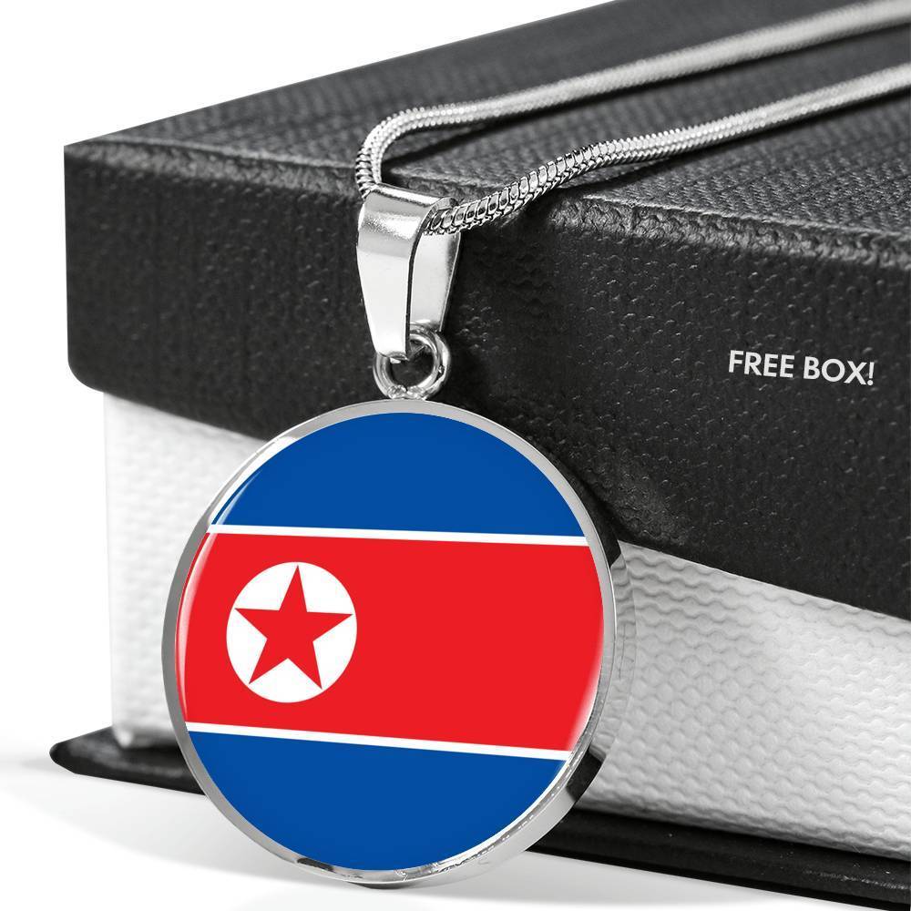 North Korea Flag Necklace North Korea Flag Stainless Steel or 18k Gold 18-22" - Express Your Love Gifts