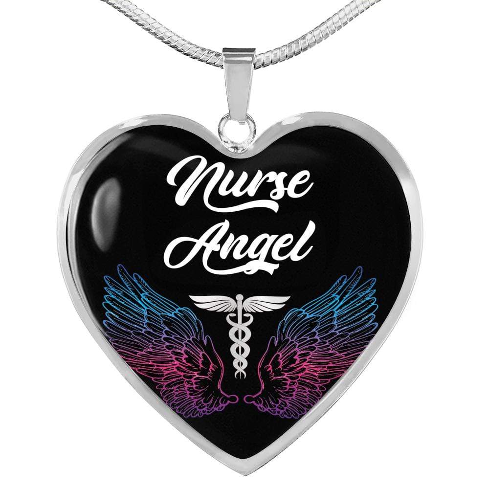 Nurse Angel Necklace Stainless Steel or 18k Gold Heart Pendant 18-22" - Express Your Love Gifts
