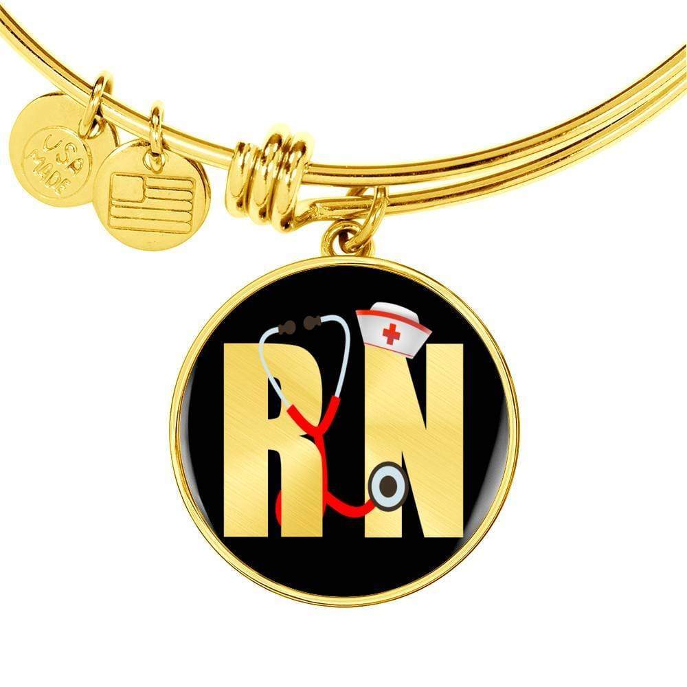 Nurse Gift Rn Nurse Stainless Steel or 18k Gold Circle Bangle Bracelet - Express Your Love Gifts