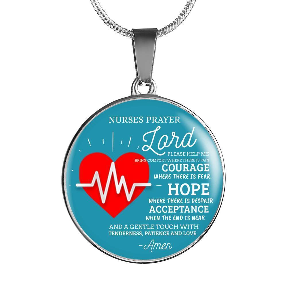 Nurse Prayer Circle Necklace Stainless Steel or 18k Gold 18-22"-Express Your Love Gifts