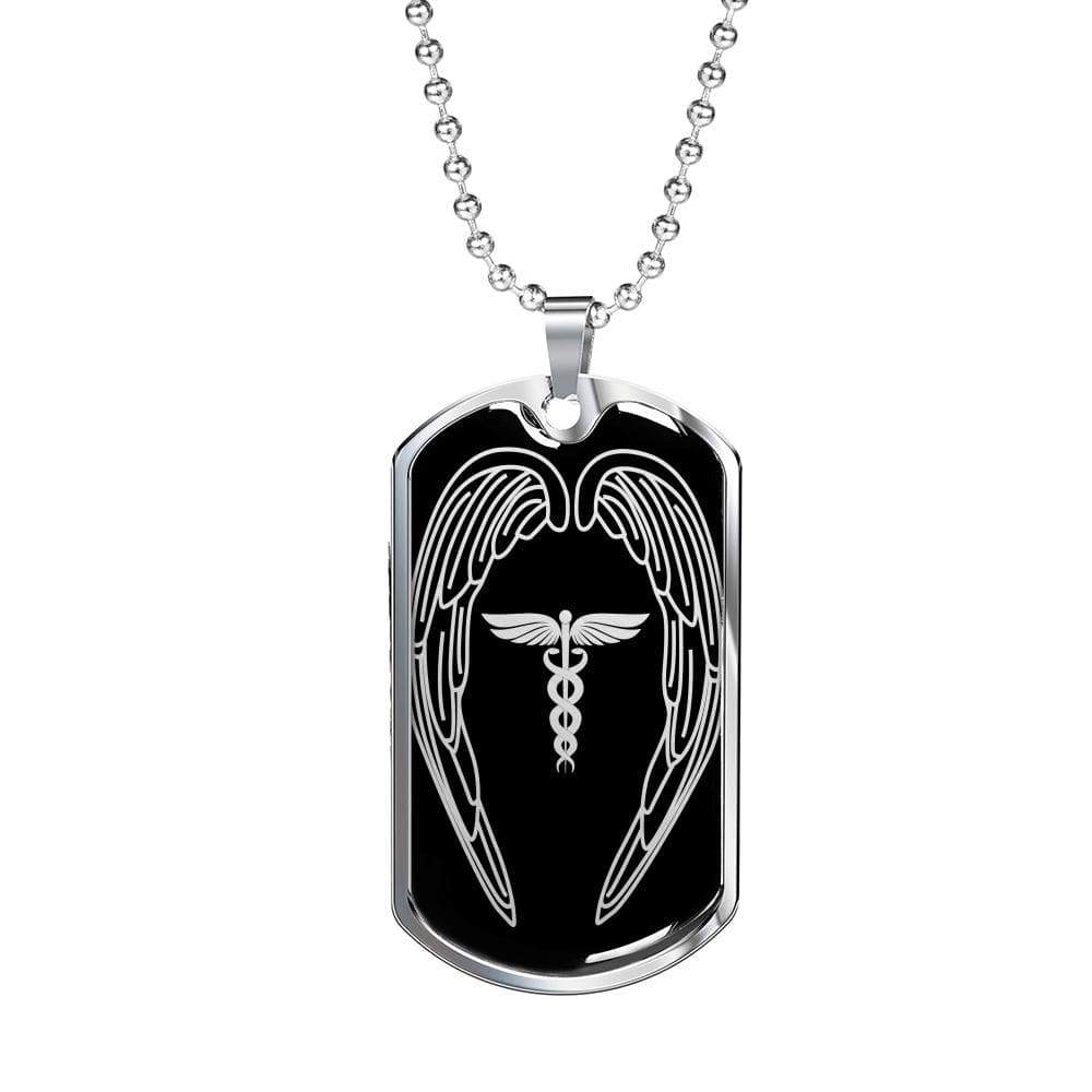 Nurses Are Angels Christian Gift Stainless Steel or 18k Gold Dog Tag W 24" - Express Your Love Gifts