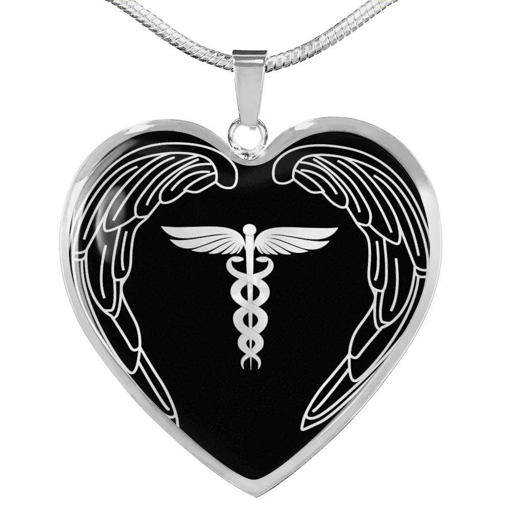 Nurses Are Angels Necklace Stainless Steel or 18k Gold Heart Pendant 18-22" - Express Your Love Gifts