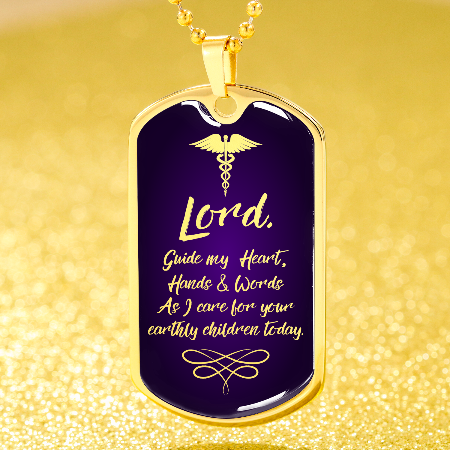 Nurses Prayer Christian Nurse Necklace Stainless Steel or 18k Gold Dog Tag W 24" - Express Your Love Gifts