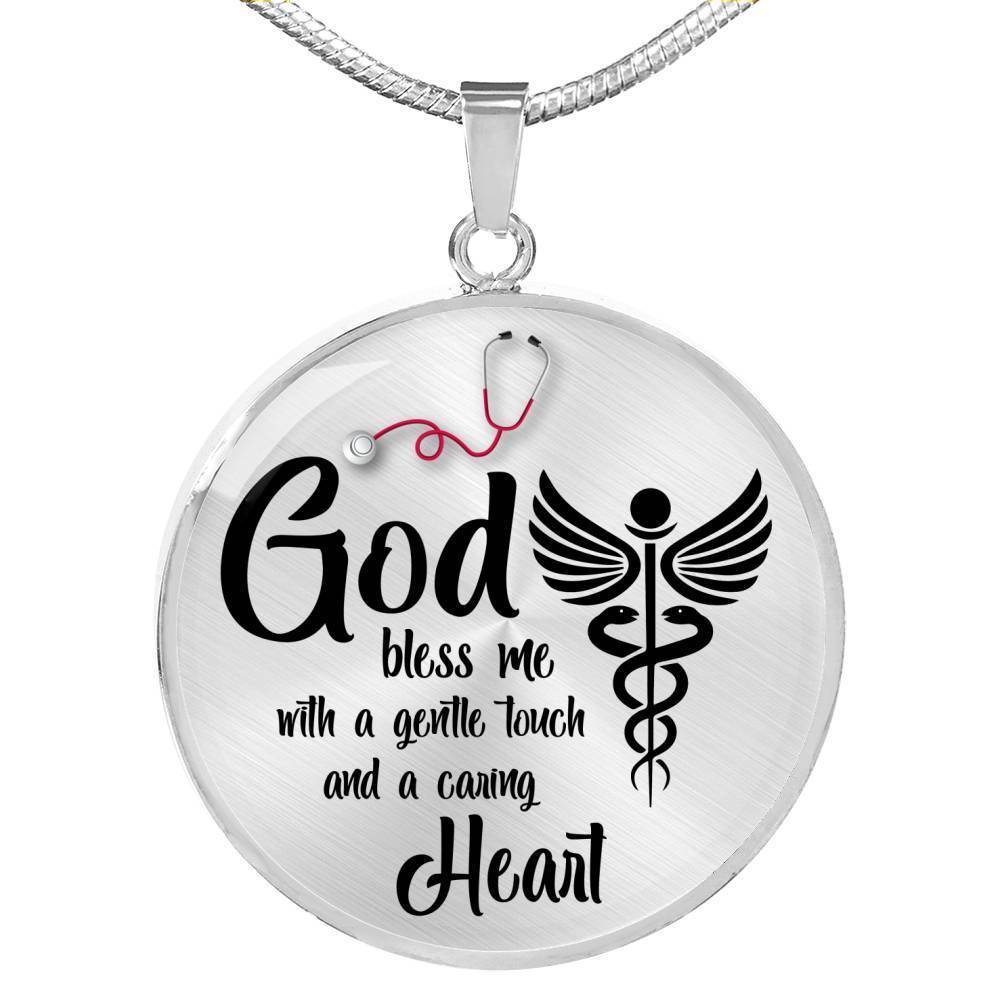 Nurses Prayer Nurse Gift Circle Necklace Stainless Steel or 18k Gold 18-22" - Express Your Love Gifts