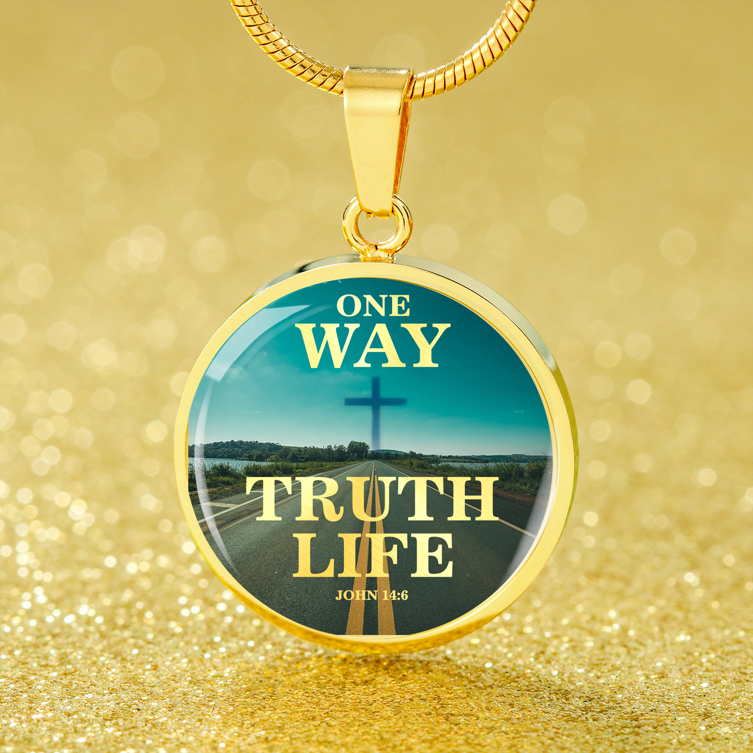 One Way One Truth And One Scriptureinspired Circle Necklace Stainless Steel or 18k Gold 18-22" - Express Your Love Gifts