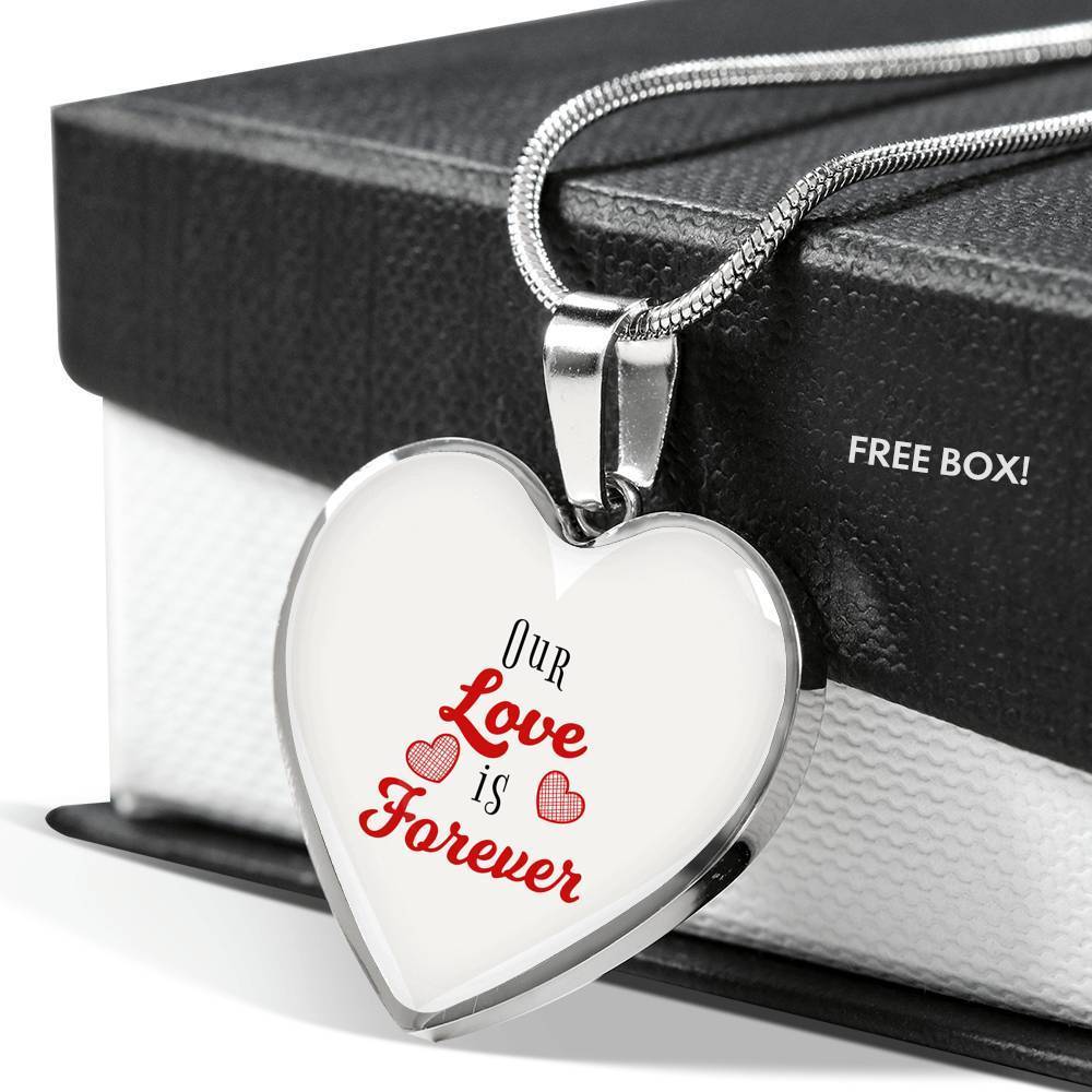 Our Love Is Forever Necklace Stainless Steel or 18k Gold Heart Pendant 18-22" - Express Your Love Gifts