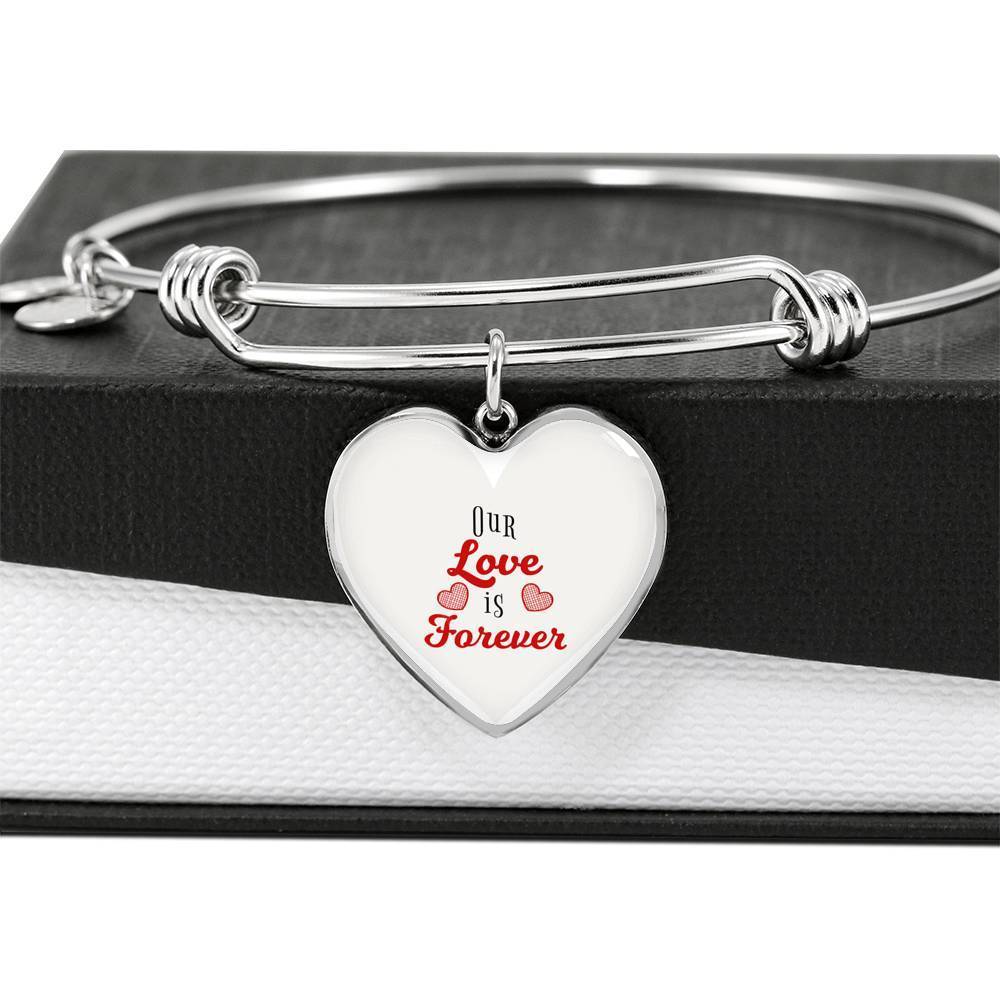 Our Love Is Forever Stainless Steel or 18k Gold Circle Bangle Bracelet - Express Your Love Gifts