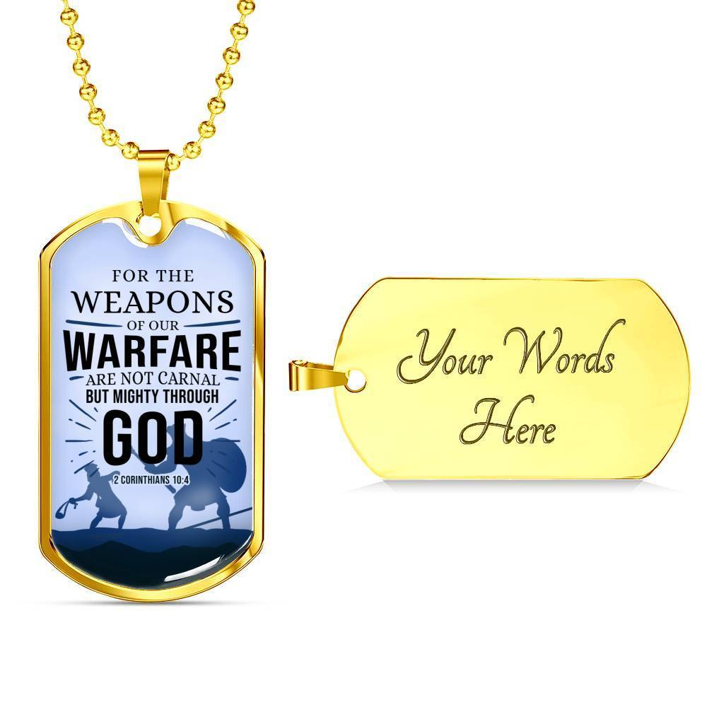 Our Weapon Has Divine Power Necklace Stainless Steel or 18k Gold Dog Tag 24" Chain-Express Your Love Gifts