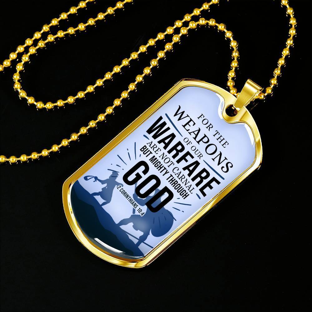 Our Weapon Has Divine Power Necklace Stainless Steel or 18k Gold Dog Tag 24" Chain-Express Your Love Gifts