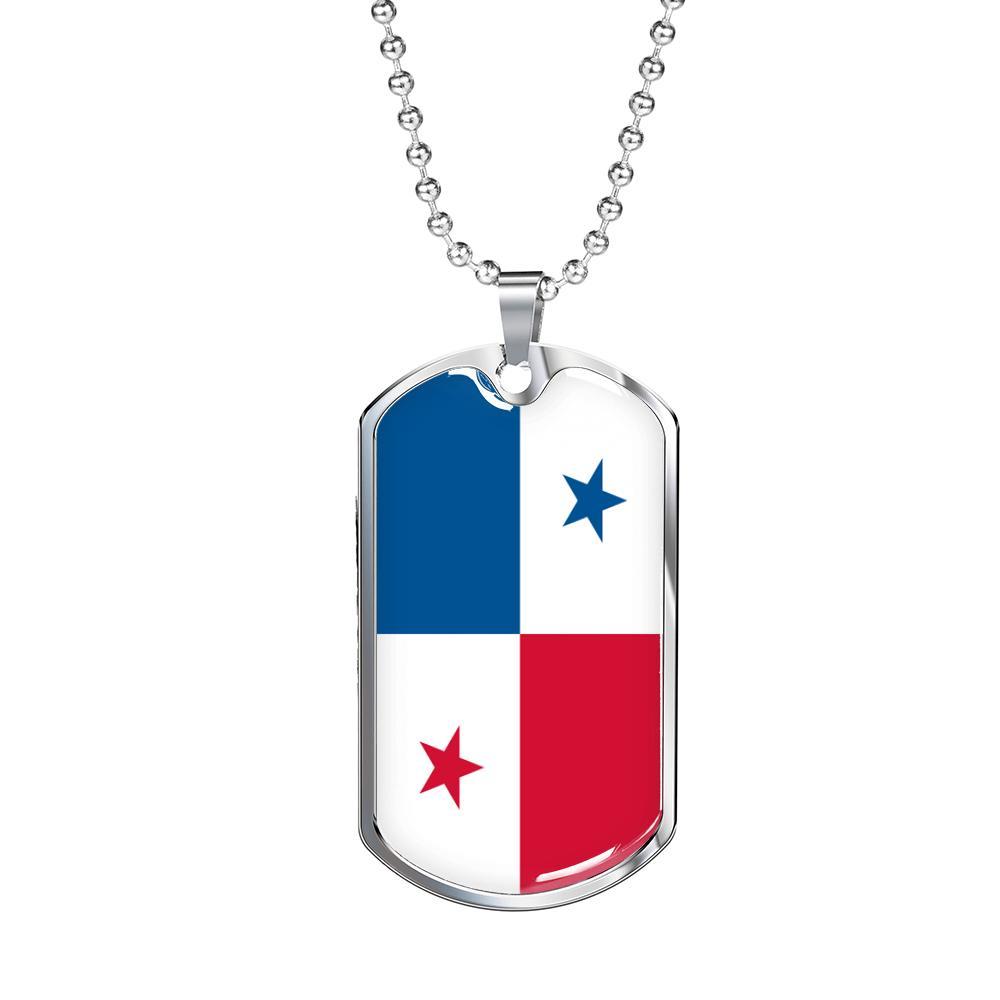 Panama Flag Necklace Panama Flag Stainless Steel or 18k Gold Dog Tag 24" - Express Your Love Gifts
