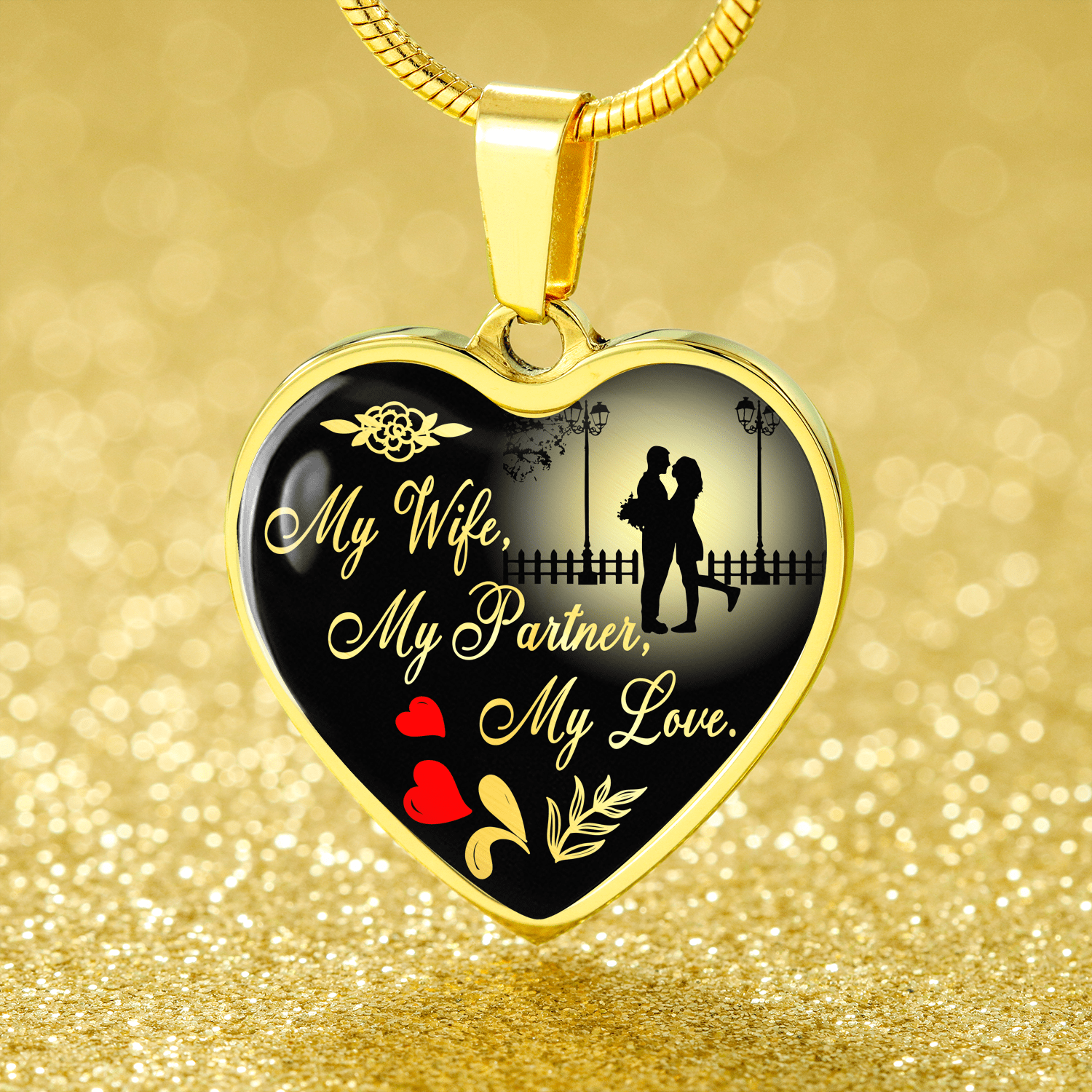 Perfect Wife Gift Necklace Stainless Steel or 18k Gold Heart Pendant 18-22" - Express Your Love Gifts