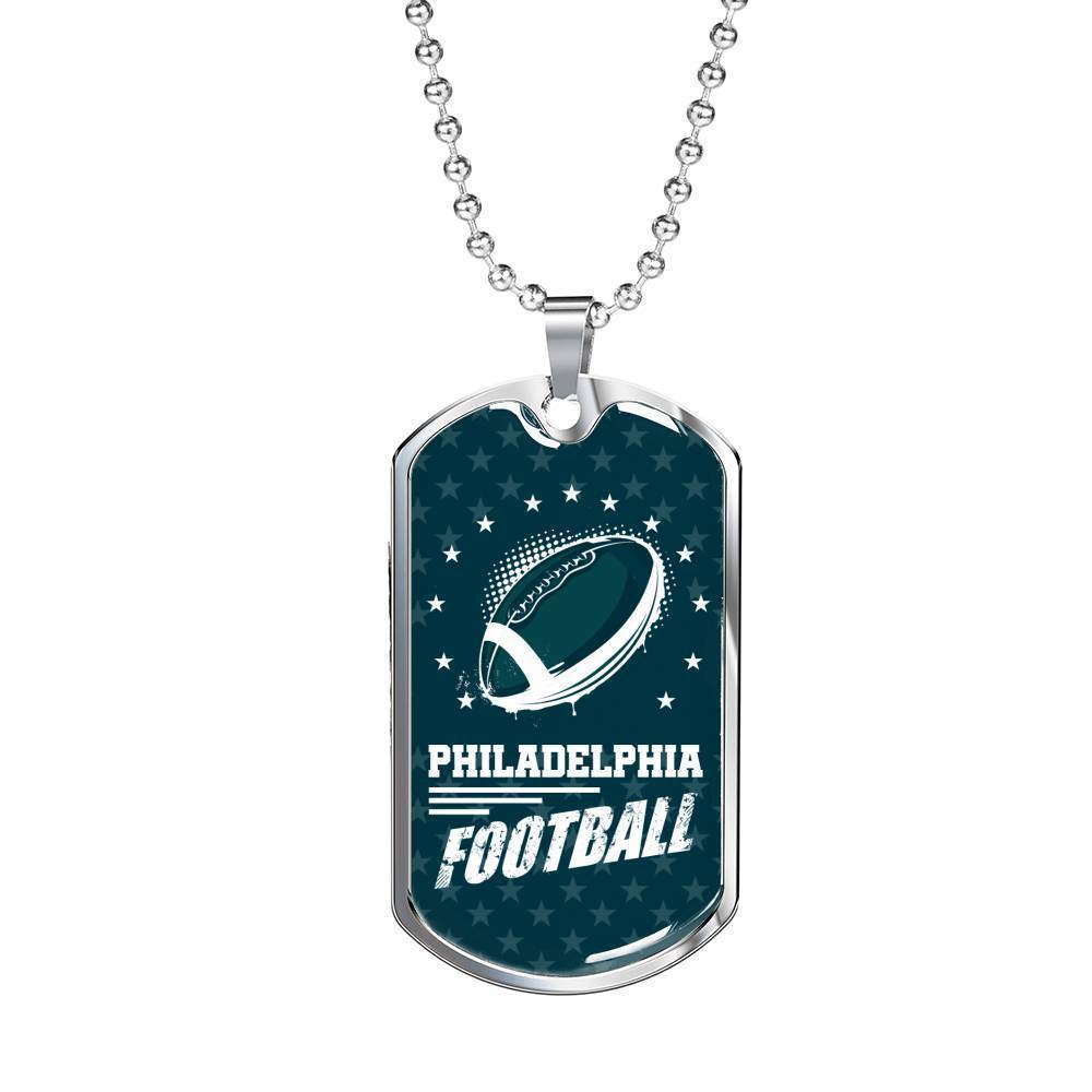 Philadelphia Football Philly Fan Necklace Stainless Steel or 18k Gold Dog Tag 24" Chain-Express Your Love Gifts