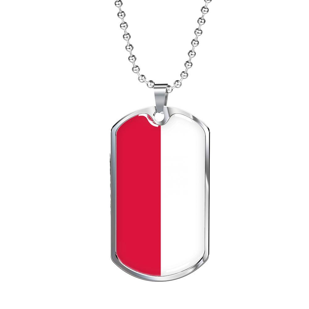 Poland Flag Necklace Poland Flag Stainless Steel or 18k Gold Dog Tag 24" - Express Your Love Gifts