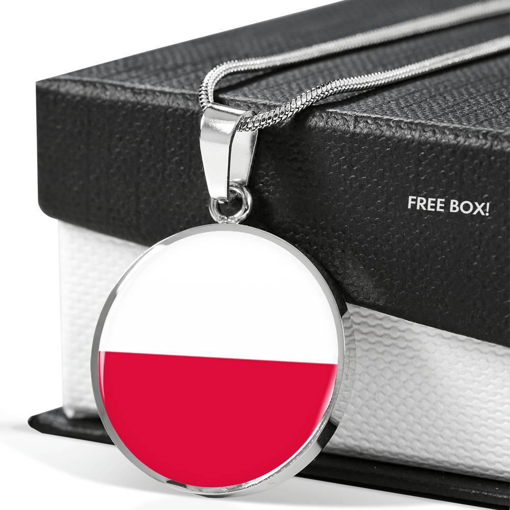 Poland Flag Necklace Polish Flag Stainless Steel or 18k Gold 18-22" - Express Your Love Gifts